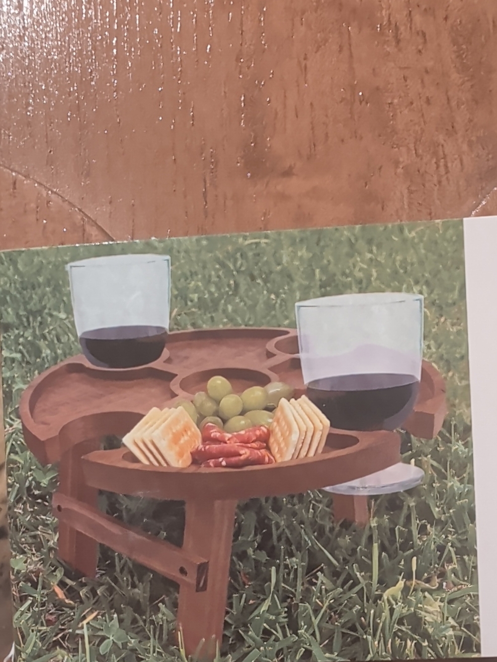 Wooden Folding Snack and Drink Table - Brown